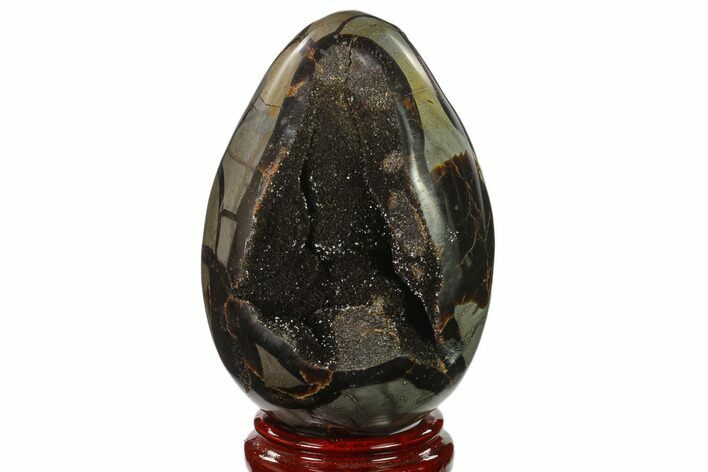 Septarian Dragon Egg Geode - Black Crystals #137953